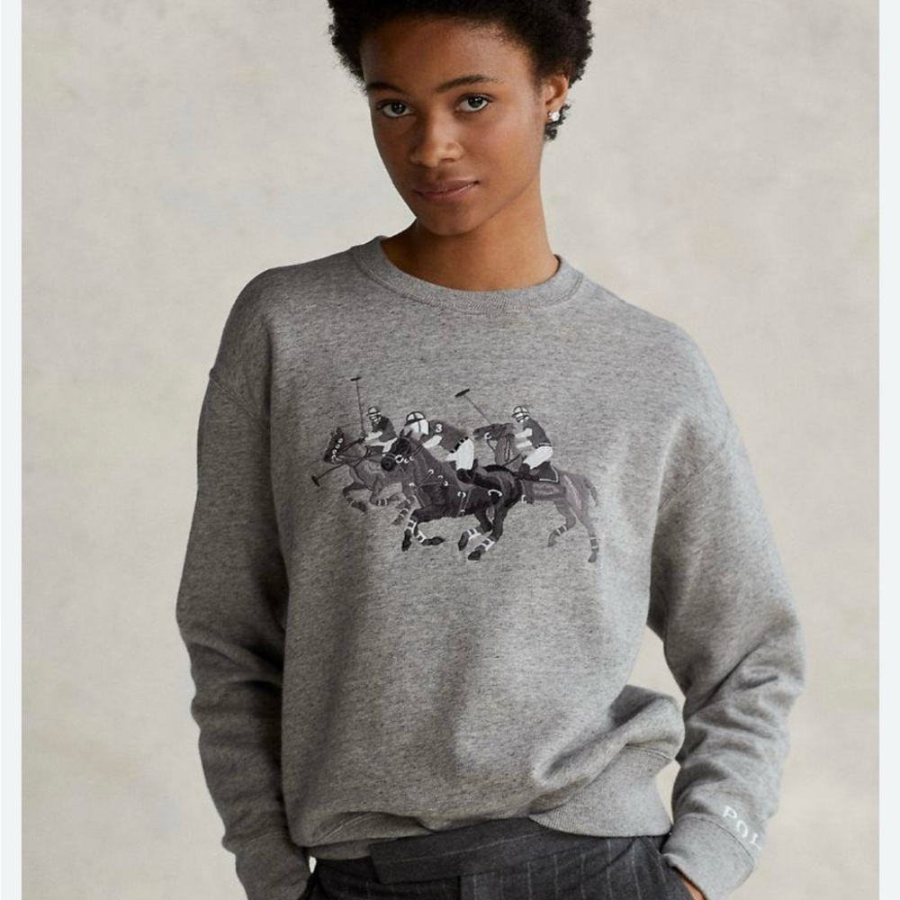 Polo Ralph Lauren Polo Match Game Embroidered Grey Sweatshirt like new